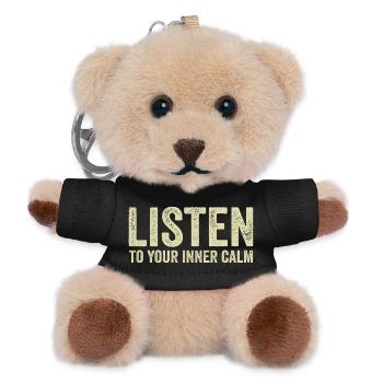 Listen to your inner calm - Teddy Keyring - black - Front