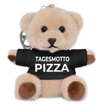 Pizza - Teddy Schlüsselanhänger - Schwarz - Vorne