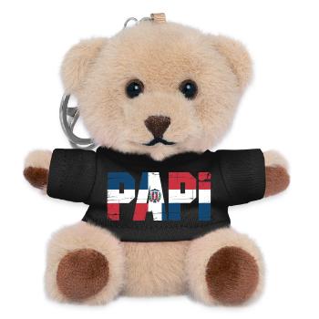  Papi Dominikanische Flagge – Stolzer Papa aus der - Teddy Schlüsselanhänger - Schwarz - Vorne