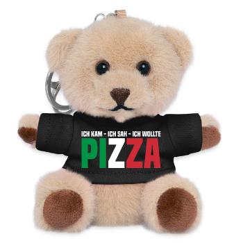 Eating pizza - Teddy Keyring - black - Front