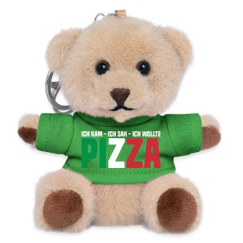 Pizza Essen - Teddy Schlüsselanhänger - Grün - Vorne