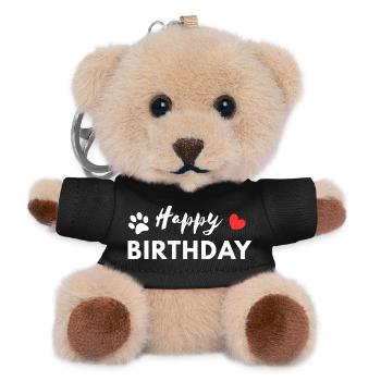Happy Birthday dog - Teddy Keyring - black - Front