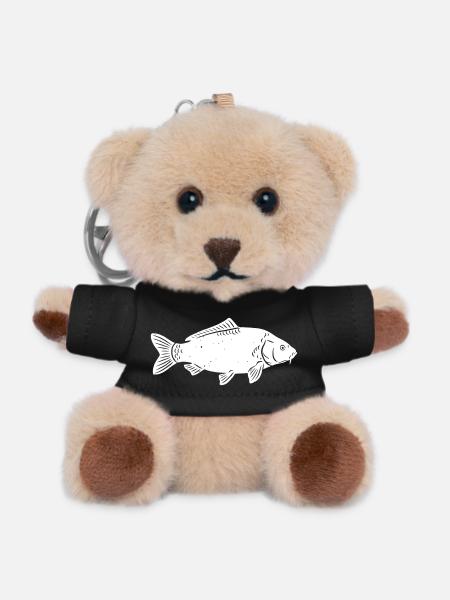 Karpfen-Silhouette im rauen Grunge carpfishing - Teddy Schlüsselanhänger - Schwarz