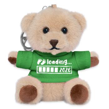 Baby 2026 loading - Schwangerschaft - Geschenk - Teddy Schlüsselanhänger - Grün - Vorne
