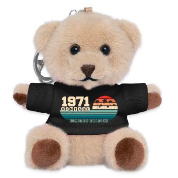 54th Birthday 1971 Vintage 1971 Retro Sunset - Teddy Keyring - black - Front