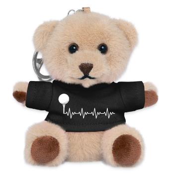 Golf Golfer Golf Ball ECG Heartbeat Heart Rate - Teddy Keyring - black - Front