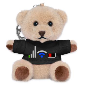 Tech-Signal- und Batterie-WLAN-Netzwerk-Icons - Teddy Schlüsselanhänger - Schwarz - Vorne