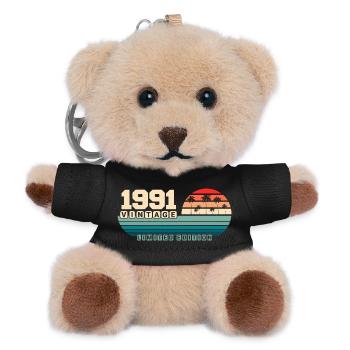 34. Geburtstag 1991 Vintage 1991 Retro Sunset - Teddy Schlüsselanhänger - Schwarz - Vorne