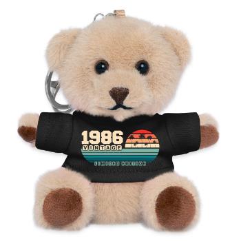 39e anniversaire 1986 Vintage 1986 Coucher de soleil rétro - Porte-clés ourson - noir - Devant