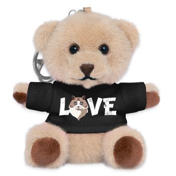 Ragdoll Cat Lover Cat Mom Cat Dad Kitten - Teddy Keyring - black - Front