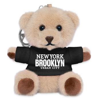 Urban City New York Brooklyn Vintage-Stil - Teddy Schlüsselanhänger - Schwarz - Vorne