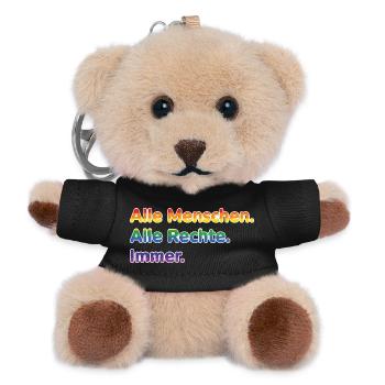 Alle Menschen. Alle Rechte. Immer. – Pride Stateme - Teddy Schlüsselanhänger - Schwarz - Vorne