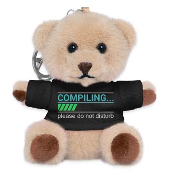 Lustiges Programmierer T-Shirt - Compiling Please - Teddy Schlüsselanhänger - Schwarz - Vorne