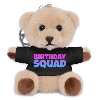 Birthday Squad – Cool Group Birthday Design - Teddy Keyring - black - Front