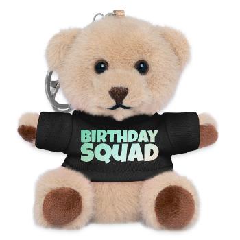 Birthday Squad – Cool Group Birthday Design - Teddy Keyring - black - Front