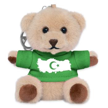 Contour of Turkey with Crescent Moon Star - Teddy Keyring - green - Front