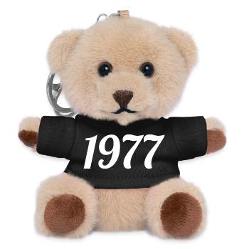 1977 Vintage 1977 Retro Geburtstag 1977 Geschenk - Teddy Schlüsselanhänger - Schwarz - Vorne