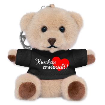 Kuscheln erwünscht - Weiß Rot - Teddy Schlüsselanhänger - Schwarz - Vorne