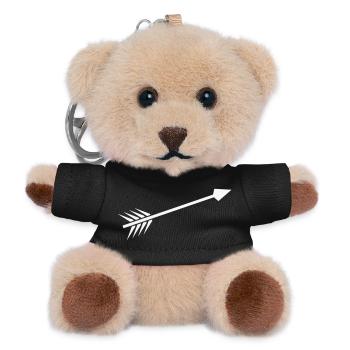 White arrow with feather - Teddy Keyring - black - Front