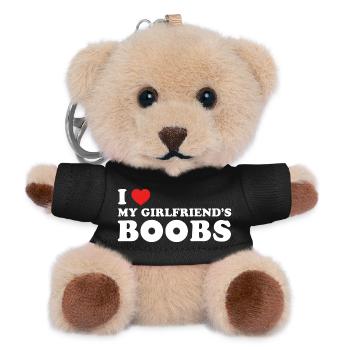 Ich mag die lustigen Brüste meiner Freundin, rote Auxeins - Teddy Schlüsselanhänger - Schwarz - Vorne