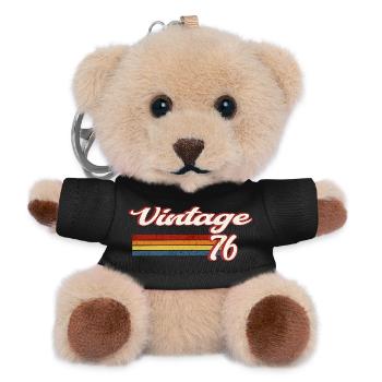 Vintage76 Retro Birthday - Teddy Keyring - black - Front