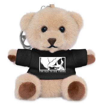 TOO OLD TO DIE YOUNG Totenkopf Skelett Rocker - Teddy Schlüsselanhänger - Schwarz - Vorne