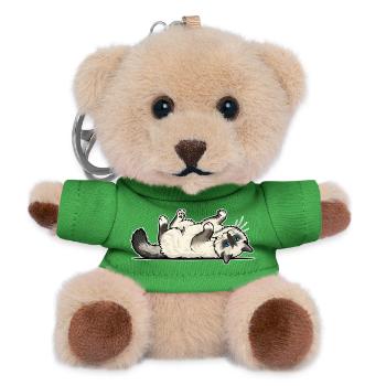 Grey Tabby Cat Marauding Hunter Portrait - Teddy Keyring - green - Front