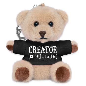 Content Creator Vlogger Online Streamer Influencer - Teddy Keyring - black - Front