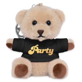 Party Gold Feier Luxus Glamour Vintage Fun Retro - Teddy Schlüsselanhänger - Schwarz - Vorne