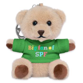 SPF Sonnenschutz Fan Sommer Sonne - Teddy Schlüsselanhänger - Grün - Vorne