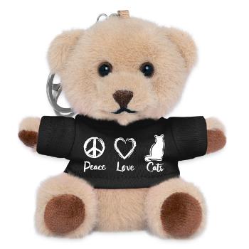 Peace Love Cats - Teddy Keyring - black - Front