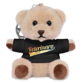 Tierarzt Retro Farbverlauf Logo - Teddy Schlüsselanhänger - Schwarz - Vorne
