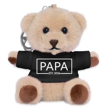 Papa Est. 2026 New Dad Pregnancy Announcement - Teddy Keyring - black - Front