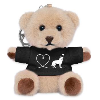 Sled Dog Silhouette of a Husky - Teddy Keyring - black - Front