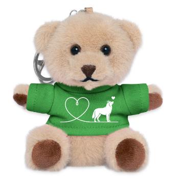 Sled Dog Silhouette of a Husky - Teddy Keyring - green - Front