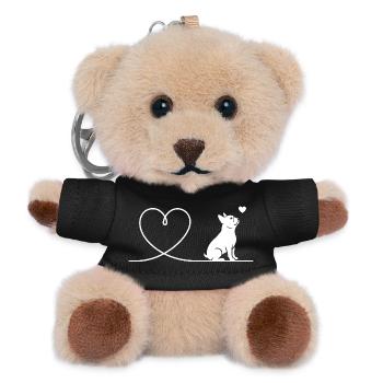 Frenchie Bulldogge Herz Minimalistisch - Teddy Schlüsselanhänger - Schwarz - Vorne
