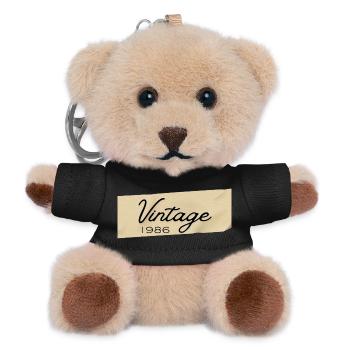 Vintage-Schrift von 1986 auf Holz - Teddy Schlüsselanhänger - Schwarz - Vorne