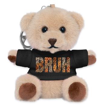 Bruh Spruch Wildes Tierprint Safari Design - Teddy Schlüsselanhänger - Schwarz - Vorne
