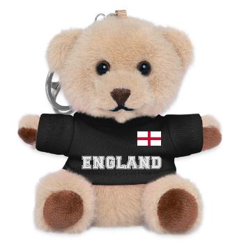 ENGLAND Trikot Look mit Flagge Fahne auf der Brust - Teddy Schlüsselanhänger - Schwarz - Vorne