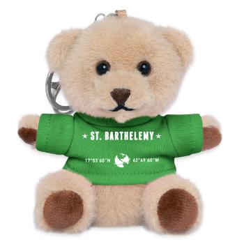 Coordonnées Caraïbes de Saint-Barthélemy : Blanc - Porte-clés ourson - vert - Devant