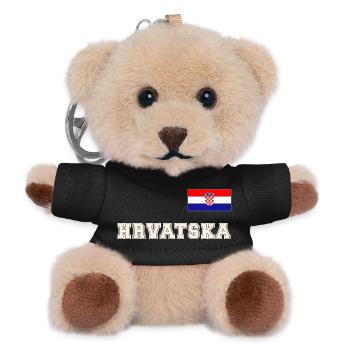 Kroatien Trikot Look – HRVATSKA mit Fahne Flagge - Teddy Schlüsselanhänger - Schwarz - Vorne