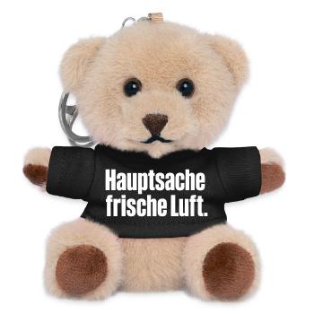 Hauptsache frische Luft Spruch Outdoor Wandern - Teddy Schlüsselanhänger - Schwarz - Vorne