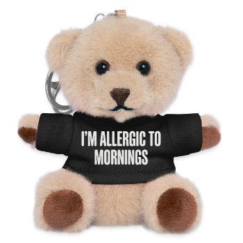 Vintage I'm Allergic To Mornings - Teddy Schlüsselanhänger - Schwarz - Vorne