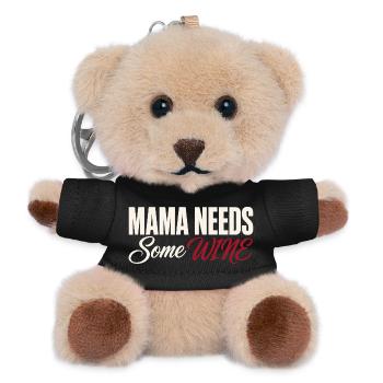 Mama braucht Wein - Lustiges Wein T-Shirt - Teddy Schlüsselanhänger - Schwarz - Vorne