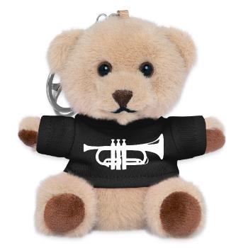 Trompete Geschenk Musiker Blasmusik - Teddy Schlüsselanhänger - Schwarz - Vorne
