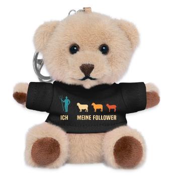Ich und Meine Follower Schafe Hirte Schäfer - Teddy Schlüsselanhänger - Schwarz - Vorne
