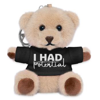I Had Potential Ich Hatte Potenzial Spruch Logo - Teddy Schlüsselanhänger - Schwarz - Vorne