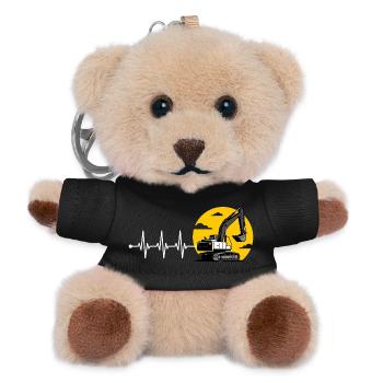 Baggerfahrer Herzschlag EKG Bagger T-Shirt - Teddy Schlüsselanhänger - Schwarz - Vorne