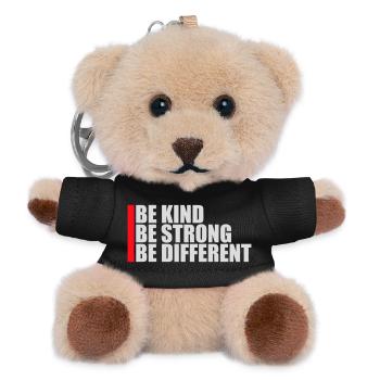Be Kind Be Strong Be Different Spruch Logo Text - Teddy Schlüsselanhänger - Schwarz - Vorne