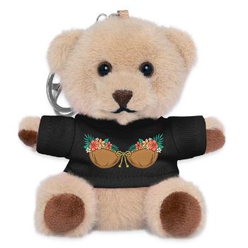Tropisches Kokosnuss-BH Blumenstrand-Design - Teddy Schlüsselanhänger - Schwarz - Vorne